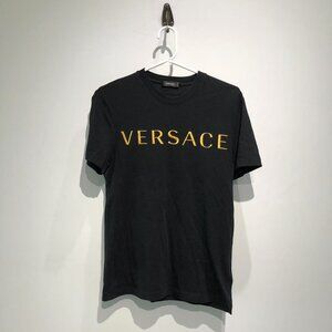 Versace Black Tee with Gold Lettering